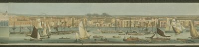 Panoramautsikt over Themsen, fra sørbredden ved Bermondsey som viser Stepney, 1823 (akvatint) av Robert the Elder Havell