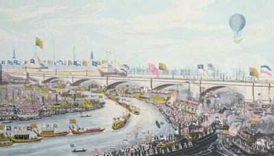 Åpningen av New London Bridge, av kong William IV og dronning Adelaide, 1831 av Robert the Elder Havell