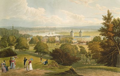 En utsikt over London tatt fra Greenwich Park, pub. 1820 av Colnaghi und Co. (akvatint) av Robert the Elder and Younger Havell