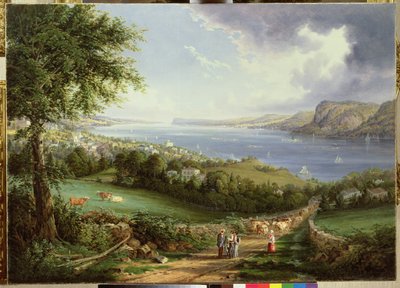 Utsikt over Hudson River fra nær Sing Sing, New York, ca. 1850 av Robert the Younger Havell