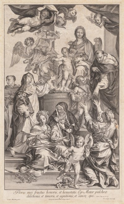 Jomfru og barn med hellige, ca. 1720-1730. av Robert van Audenaerd