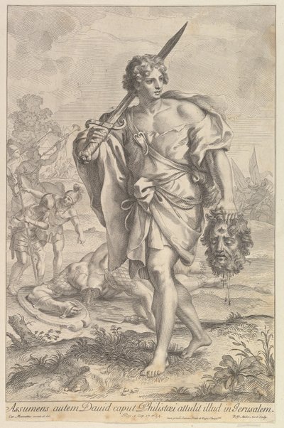 David med hodet til Goliat, 1680-1743. av Robert van Audenaerde