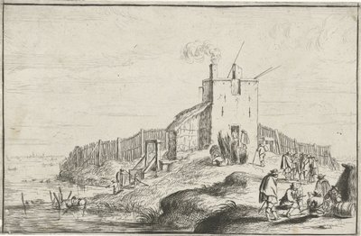 Liten festning ved en elv av Robert van den Hoecke