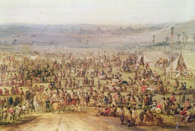 Militært leir (olje på kobber) (detalj av 341904) av Robert van den Hoecke