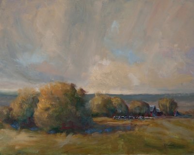 Måneoppgang, 2016 (olje på panel) av Roberta Murray