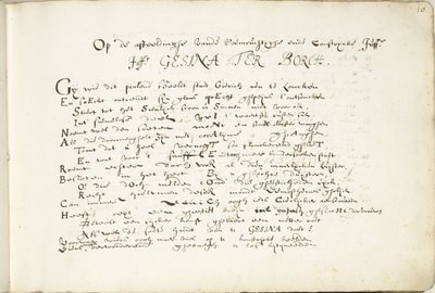 Dikt om Gesina ter Borch (del én) På bildet av den berømte og iøynefallende Juffr./ Juffr. Gesina Ter Borch (tittel på objekt) av Robertus Altius (signed by artist)