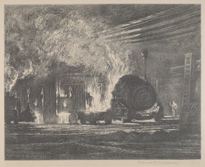 Stål som helles inn i en åpen ildovn av Roderick D. MacKenzie