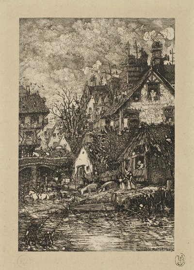 Entering a Village, fra Revue Fantaisiste av Rodolphe Bresdin