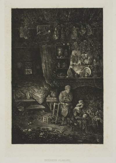 Flamsk interiør, fra Revue Fantaisiste av Rodolphe Bresdin