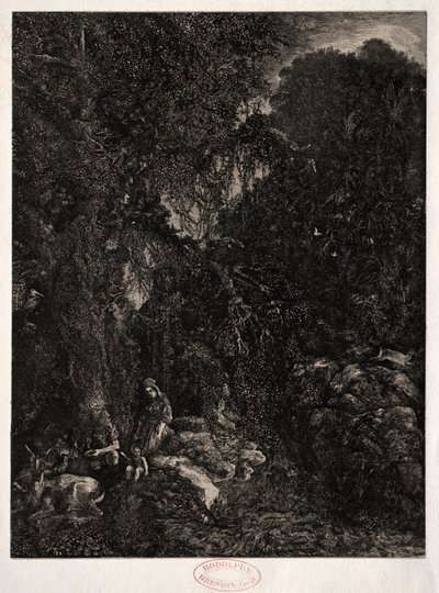 Hellig familie med hjort, 1871. av Rodolphe Bresdin