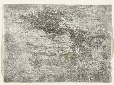 Landschap setter skrue Fiskeren på broen av Rodolphe Bresdin