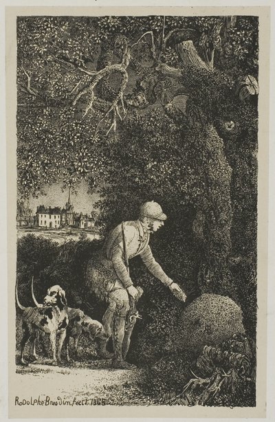 Diplomaten og maurtuen, illustrasjon for fabler og fortellinger av Hippolyte de Thierry-Faletans av Rodolphe Bresdin