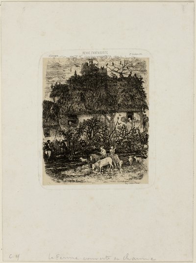 The Thatch-Roofed Farmhouse, fra Revue Fantaisiste av Rodolphe Bresdin