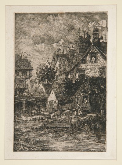 Landsby ved en bekk av Rodolphe Bresdin