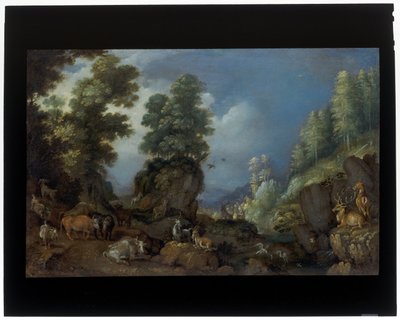 Et steinete landskap med dyr av Roelandt Jacobsz. Savery