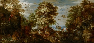 Orpheus sjarmerer dyrene med sin musikk, 1627 av Roelandt Jacobsz. Savery