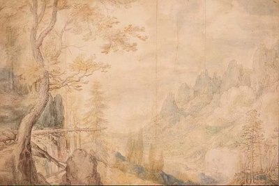 Pd.696-1963 Alpine Landscape, ca. 1606-7 (kritt, akvarell) av Roelandt Jacobsz. Savery
