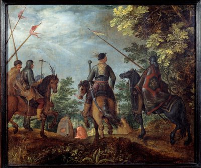 Polske ryttere går i en skog. Maleri av Roelant (Roelandt) Savery (1576-1639) av Roelandt Jacobsz. Savery