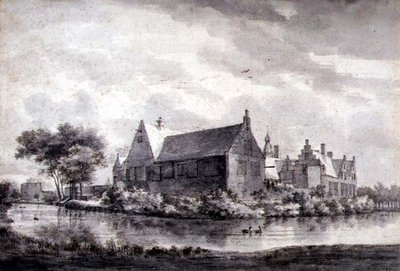 PD.645-1963 The Castle of Marquette, Holland, ca. 1646-47 (vask, kritt, penn og blekk på papir) av Roelandt Roghman