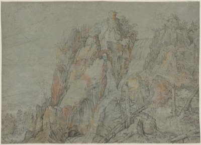 Fjelllandskap med slott og fosser av Roelandt Savery