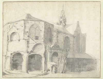Utsikt over Jeruzalemkapel og Sint Olofskapel, Amsterdam av Roelant Roghman (attributed to)