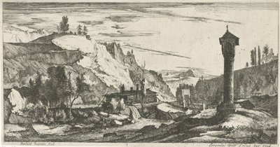 Fjelllandskap med søyle Tyrolske landskap (serietittel) av Roelant Roghman