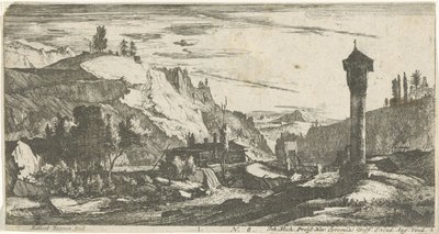 Fjelllandskap med søyle Tyrolske landskap (serietittel) av Roelant Roghman