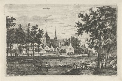 Utsikt over Wateringen Wateringe (tittel på objekt) Landsbyscener i Nord-Nederland (serietittel) av Roelant Roghman