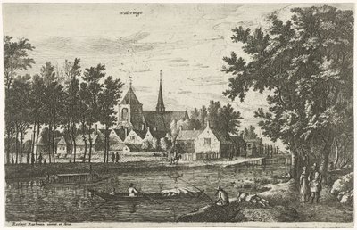 Utsikt over Wateringen Wateringe (tittel på objekt) Landsbyscener i Nord-Nederland (serietittel) av Roelant Roghman
