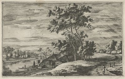 Utsikt over IJssel nær Kampen Buyten Campen (tittel på objekt) Landskap i Nord-Nederland (Roelant Roghman) (serietittel) av Roelant Roghman