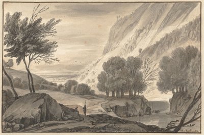 Fjelllandskap med to reisende av Roelant Roghman