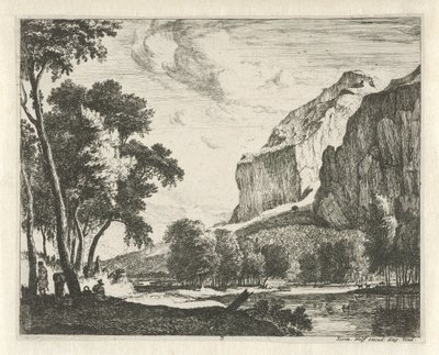 Elvelandskap med steiner Tyrolske landskap (serietittel) av Roelant Roghman