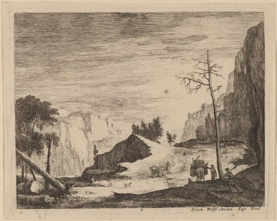 Fjelllandskap med en vogn: pl.8 av Roelant Roghman and Melchior Küsel