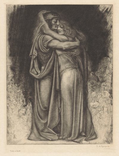Tristan og Isolde i omfavnelse av Rogelio de Egusquiza