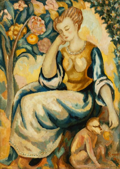 Dame med en ape, ca. 1917 av Roger Eliot Fry