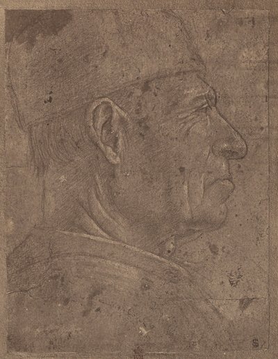 Tegning av et mannshode i profil av Agnolo Gaddi av Roger Fenton