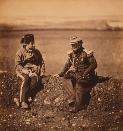 Fransk general Cisse, stabssjef for general Pierre Bosquet, og Aide-de-Camp, portrett under Krim-krigen, Krim, Ukraina av Roger Fenton