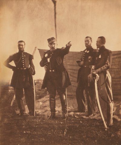 Den franske generalen Pierre Bosquet (i midten), å gi ordre til sin stab, Krim-krigen, Krim, Ukraina av Roger Fenton
