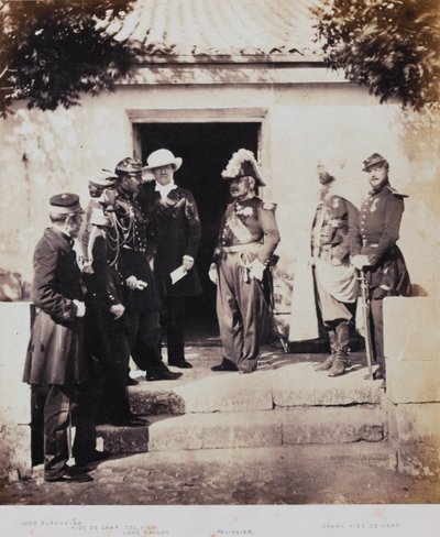 Gruppe ved hovedkvarteret, fra et album med 52 fotografier assosiert med Krim-krigen, 1855 av Roger Fenton