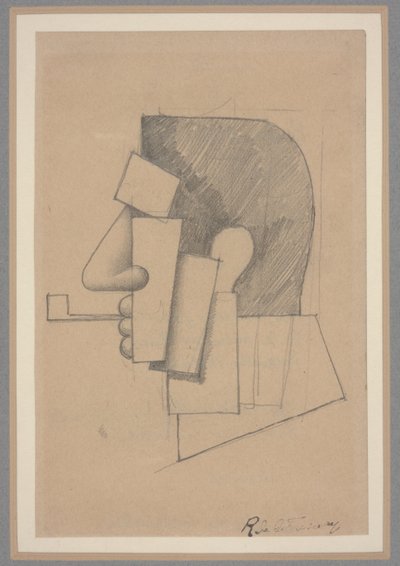 Kubistisk hode, ca. 1915-20 (blyant på papir) av Roger de La Fresnaye