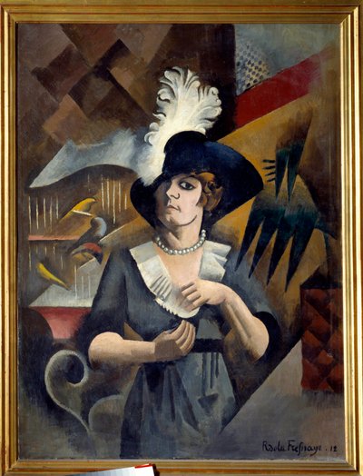 Portrett av Alice i den store hatten. Maleri av Roger De La Fresnaye (1885 - 1925) av Roger de La Fresnaye