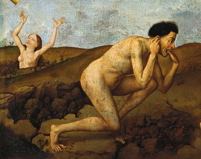 Forbannet på vei til helvete, detalj av Last Judgment altertavle av Rogier van der Weyden