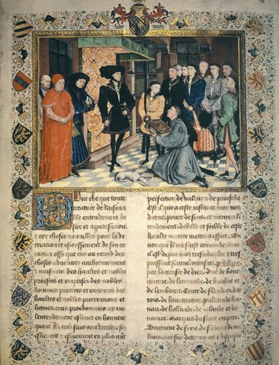 Jean Wauquelin (død 1452) presenterer oversettelsen av kronikkene fra Hainaut til Filip III av Burgund av Rogier van der Weyden