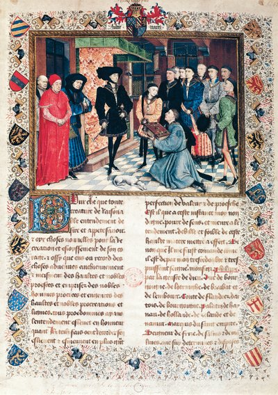Presentasjon av kronikkene i Hainaut til hertugen av Burgund Philippe den gode (1396-1467) av Jean Wauquelin av Rogier van der Weyden