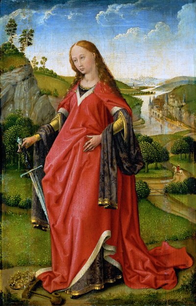 Saint Catherine - Rogier van der Weyden (ca. 1399-1464). Olje på tre, ca. 1430 eller ca. 1451. Dimensjon : 18,5x11,8 cm. Kunsthistorisk museum, Vienne av Rogier van der Weyden