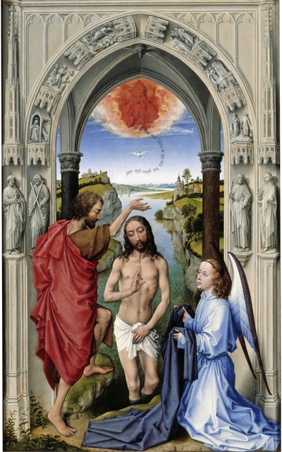 The Baptism of Christ Johannes-alteret, midtpanel, ca 1455 av Rogier van der Weyden