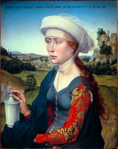 Triptyk fra Braque-familien: Representasjon av Saint Mary Magdalene (høyre panel av triptyk Braque), ca 1450 (olje på tre) av Rogier van der Weyden