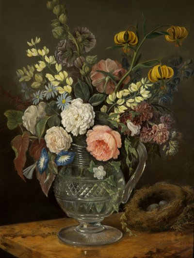 Studie av blomster (olje på panel) av Rolinda Sharples