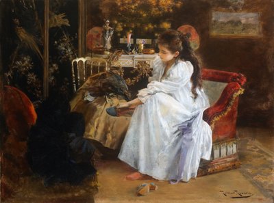 De soiree - Maleri av Roma Ribera (1876-1931) - ca 1894 - Olje på lerret - 59x79 - Museu Nacional d