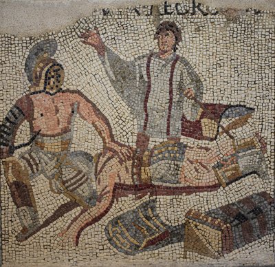 En gladiatorkamp med dommeren av Roman
